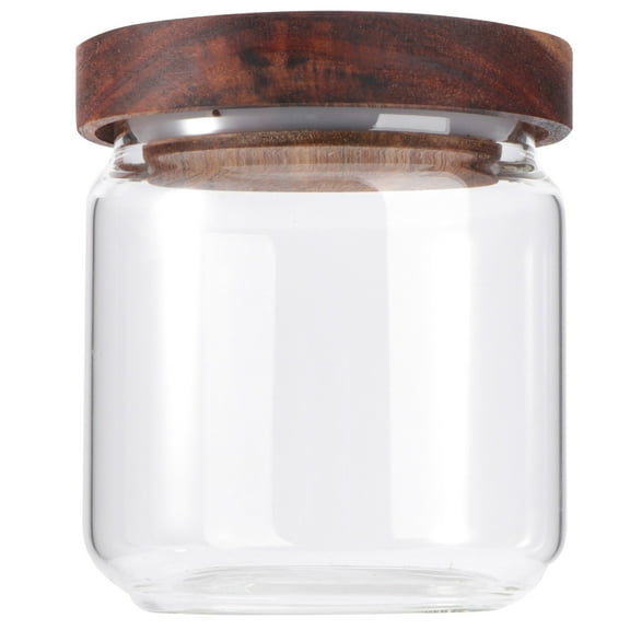 Niceauty High Borosilicate Glass Storage Tank Candy Jar with Wooden Lid for Grains and Snacks
