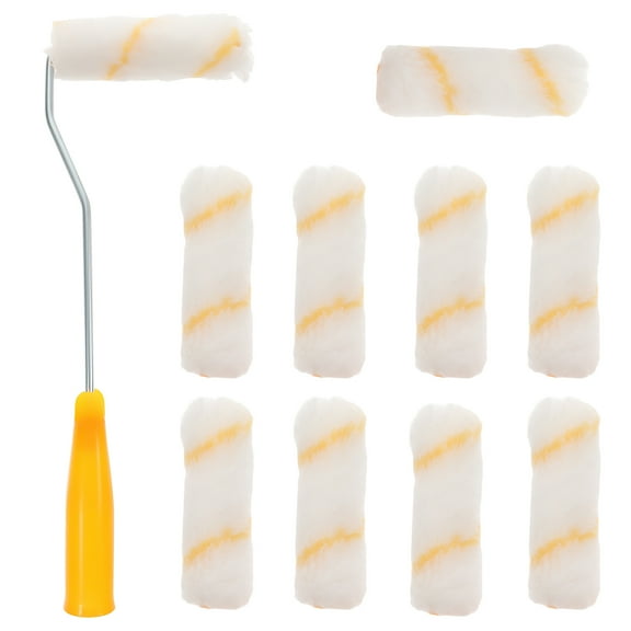 Niceauty Wall Paint Roller Set Microfiber 1 Pc Brush with 10 Pcs Roller Brush Parts 4 Inch Diy