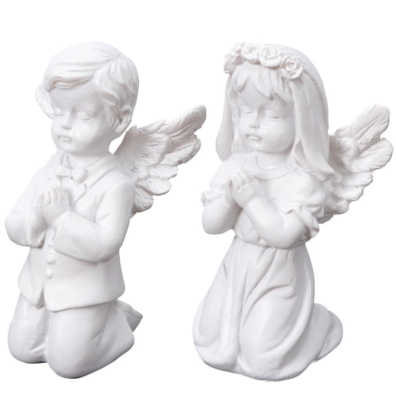 Niceauty Praying Angel Figurine Set Angel Ornament Wedding Decoration Adornment White