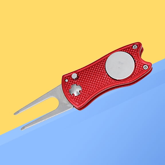 Niceauty Golf Divot Tool with Red Ball Marker Foldable Aluminum and Stainless Steel