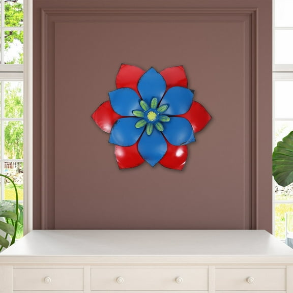 Niceauty Red Metal Flower Wall Art for Decoration with Lifelike Design