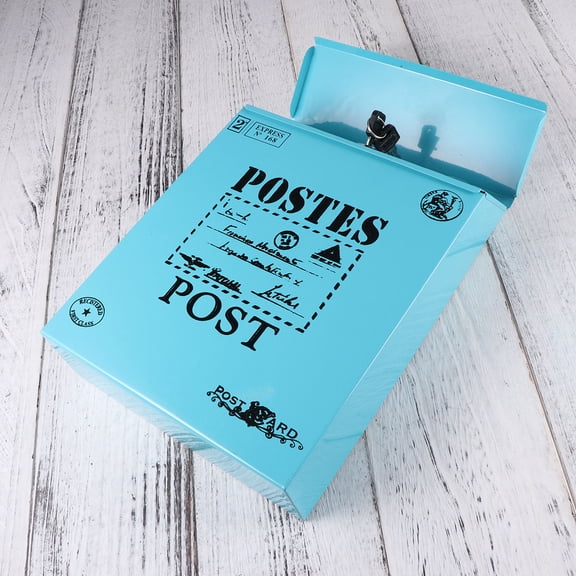 Niceauty Lockable Outdoor Mailbox Rectangular Blue 1Pack