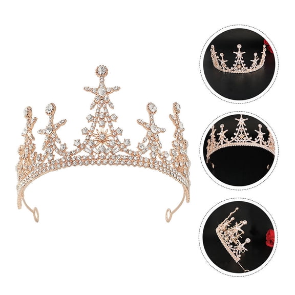 Niceauty Creative Golden Bridal Crown Headband with Chic Star Design for Wedding Banquet