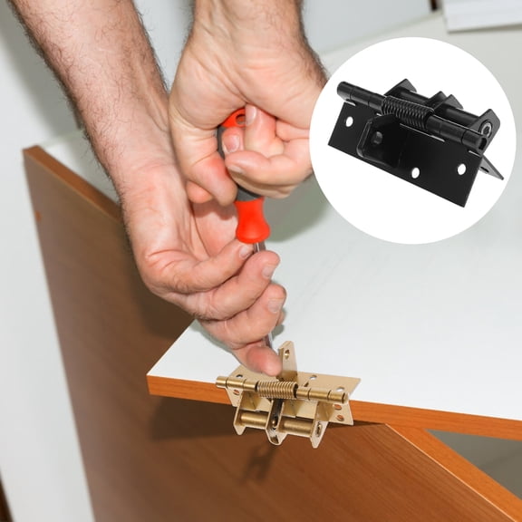 Niceauty Heavy Duty Black Steel Locking Door Hinge with Spring Loaded Self Closing