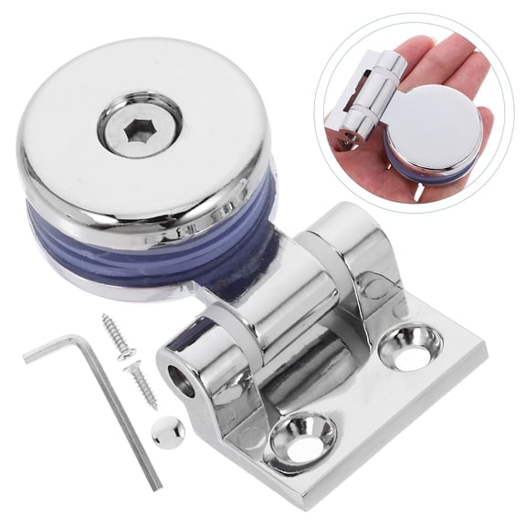 Niceauty Door Hinge Shower Glass Door Round Bracket Zinc Alloy Silver 1Pack