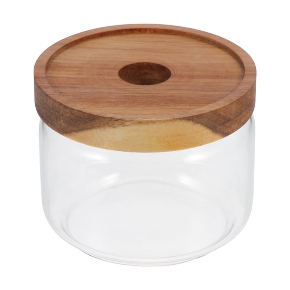 Niceauty Simple Round Storage Jar Airtight Transparent Glass for Kitchen Use 1Pcs