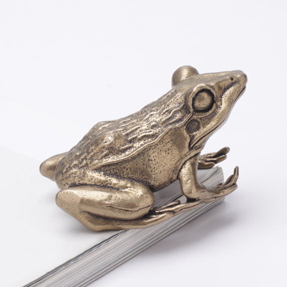 Niceauty Golden Brass Frog Statue for Tabletop Decor Multipurpose Tea Ceremony Accessory