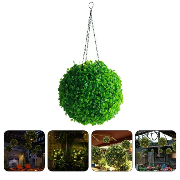 Niceauty Solar Powered Hanging Topiary Ball Light for Decor with Realistic Texture and Strong Chain Green