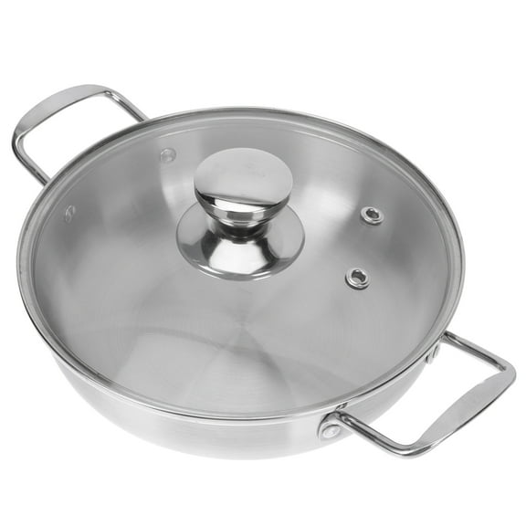 Niceauty Stainless Steel Cooking Pot with Lid for Home Use Silver Soup Pan Compatible with Alcohol Stove 5.5