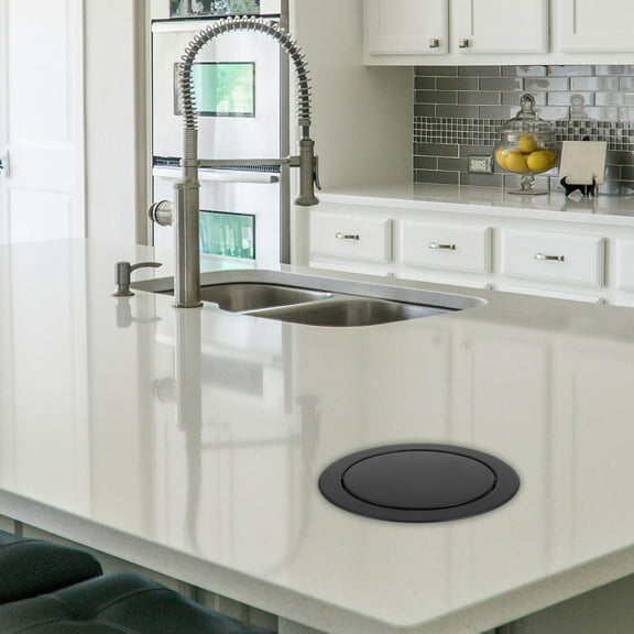 Niceauty Countertop Trash Chute Waste Bin Cover Black 1Pcs