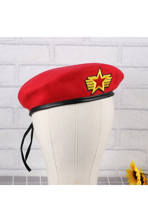 Woolen Beret Star Decorated Retro Fashionable 1Pack for Women Stage Show