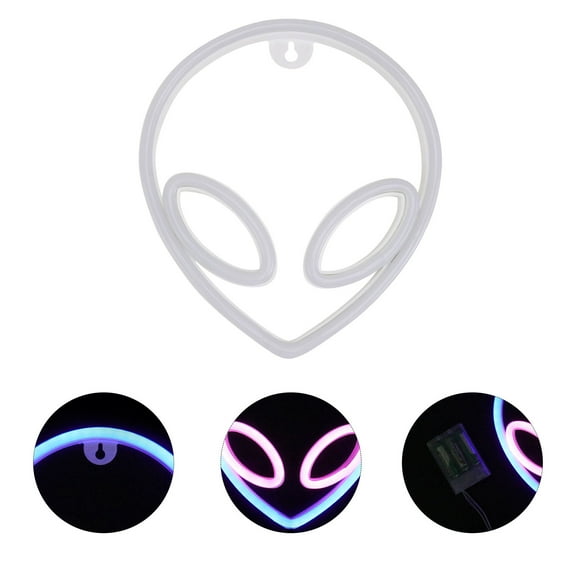 Niceauty 1Pc USB Powered Alien Neon Lamp Creative White LED Light for Wall Decor