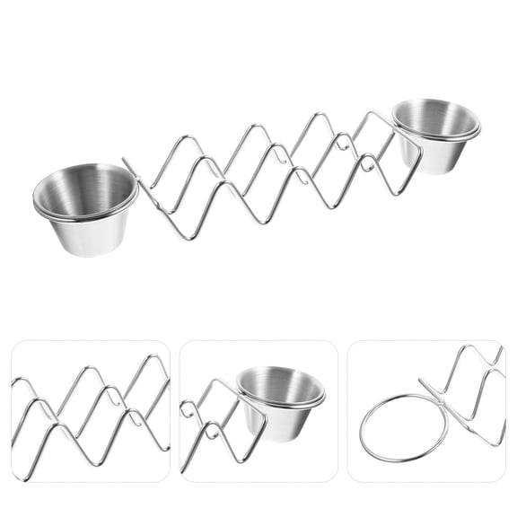 Niceauty Premium Stainless Steel Taco Stand with Seasoning Cup Compact Taco Holder for Kitchen