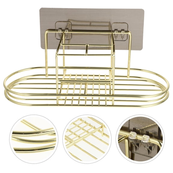 Niceauty Golden Stainless Steel Toothbrush Stand for Bathroom Storage and Toothpaste Organization