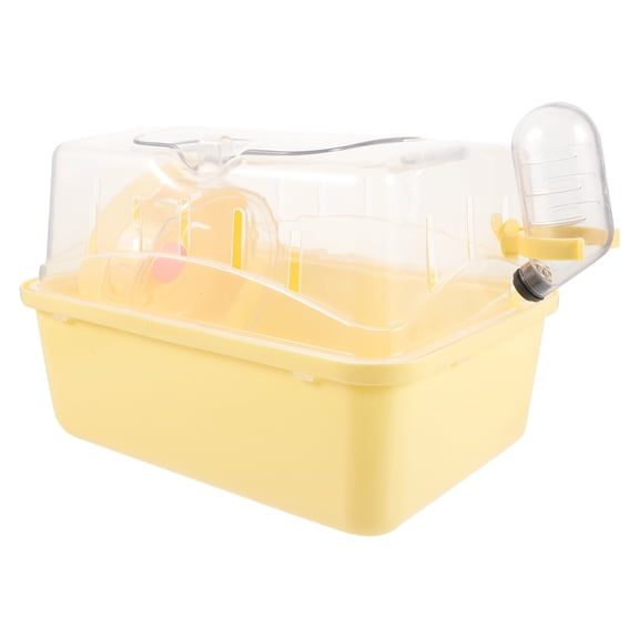 Niceauty Pet Mouse Cage Plastic Hamster Carrier Box Yellow 1Pcs