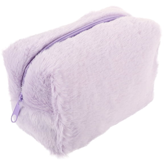 Niceauty Purple Plush Toiletry Bag with Zipper for Travel Storage Durable and Multifunctional Makeup Pouch