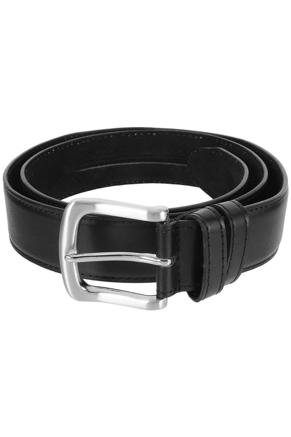 Travel Security Belt for Men PU Material with Hidden Zipper Pocket Black