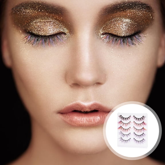 Niceauty 5Pairs False Colored Lashes Assorted Colors Suitable for Stage Performance and Photo Taking