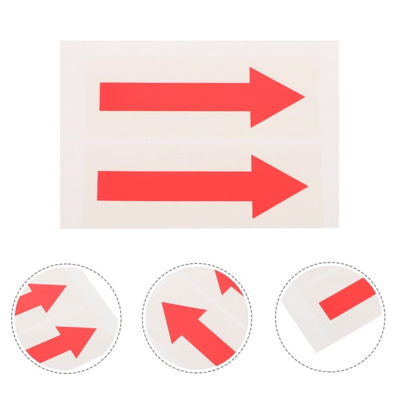 Niceauty Warning Label Arrow Shape Caution Stickers Red PP Synthetic Paper Adhesive for Community Center 2pcs
