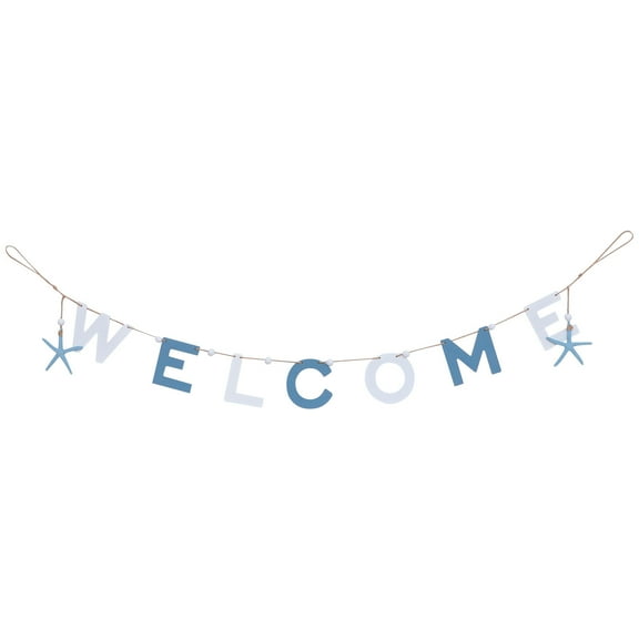 Niceauty Welcome Coastal Decor Signs Wall Hanging Blue Decoration 1pc