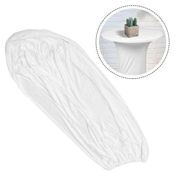 Niceauty Round Elastic Tablecloth Cocktail Table Cover White Spandex 1Pcs 43x28in