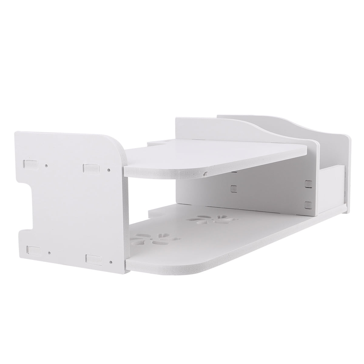 Niceauty White Wall Mount Stb Box Shelf Router Storage Rack Floating TV ...