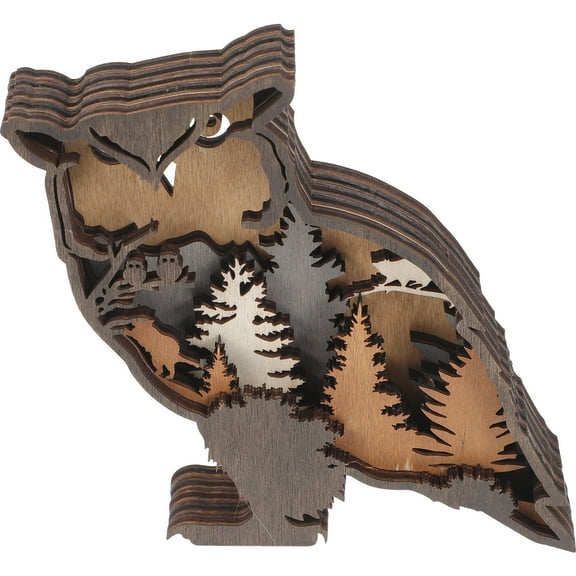Niceauty Cutout Owl Figurine Multi Wood Art for Home Rustic Cabin Wall Decor