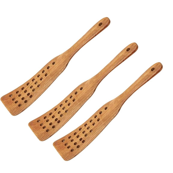 Niceauty Wooden Cookware Kitchen Spade Set for Cooking Mixing Light Brown Plastic 3pcs Ideal for Home Restaurant