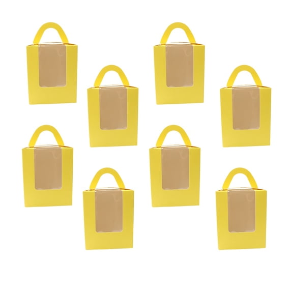 Niceauty Yellow Handheld Cake Boxes with Window, Easy to Fold and Store, 20Pcs