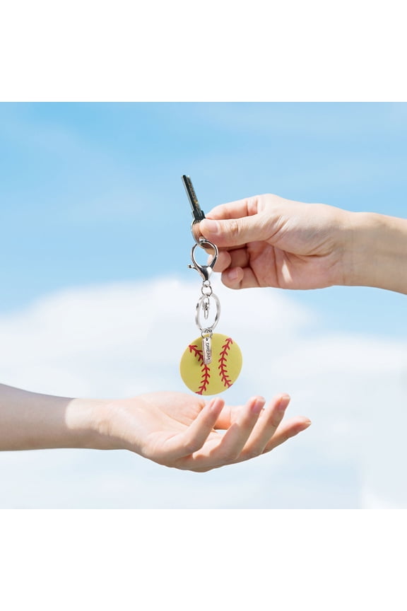 Alloy Yellow Softball Keychain for Hanging Keys Detailed Craftsmanship Sports Lovers Gift