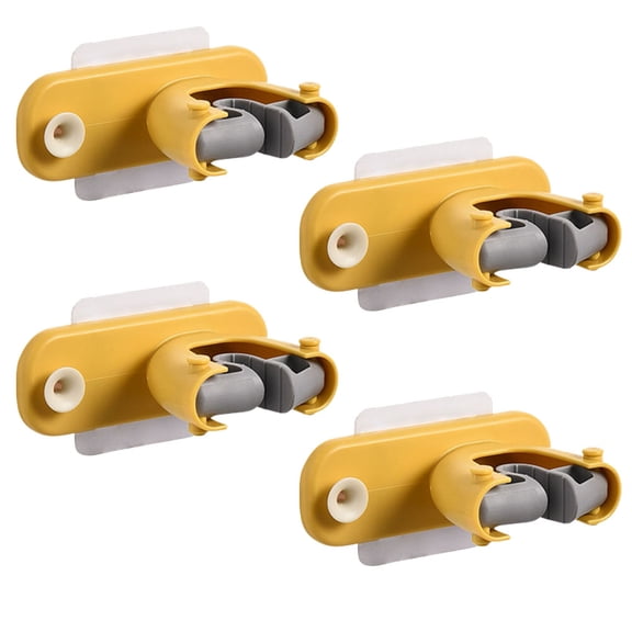 Niceauty Yellow Wall Mounted Mop Broom Holder ABS Organizer for Home Kitchen Bathroom Utility Room 4pcs
