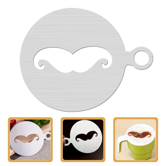 Niceauty Stainless Steel Coffee Decorating Stencils Mustache Pattern Polished Surface 1Set