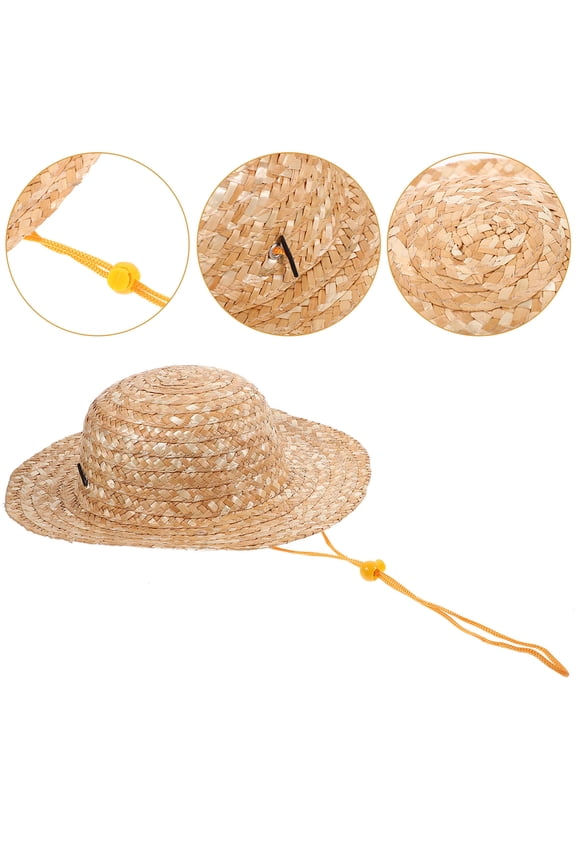 girl straw hat Straw Hat Khaki 1Pcs Beach Style Sun Protection for Kids