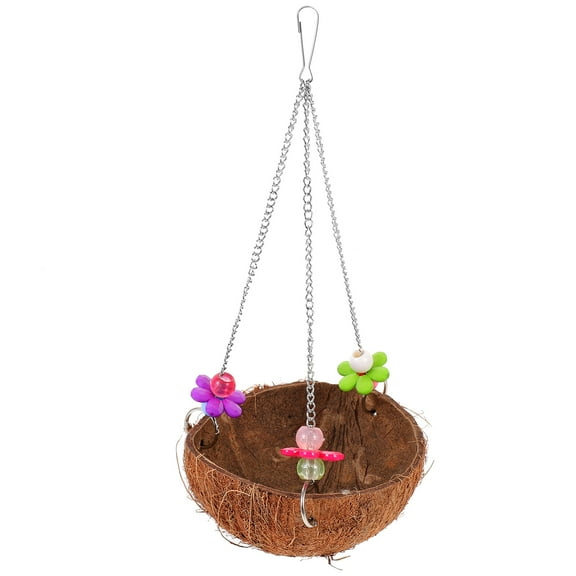 Niceauty Brown Hanging Bird Nest Made from Coconuts Shell Resting Bird Bed and Parrot House