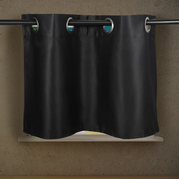 Niceauty Home Black Kitchen Curtains Short Door Curtain Pure Color Window Drapes