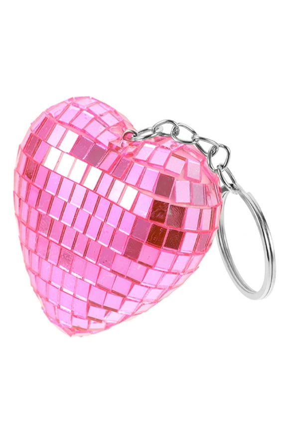 crystal key chain Disco Ball Keychain Heart Shaped Pink Foam Portable Fun for Young Adults 1Set