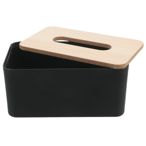 Niceauty Tissue Box Cover Black PP Rectangular for Dressing Table Home Use