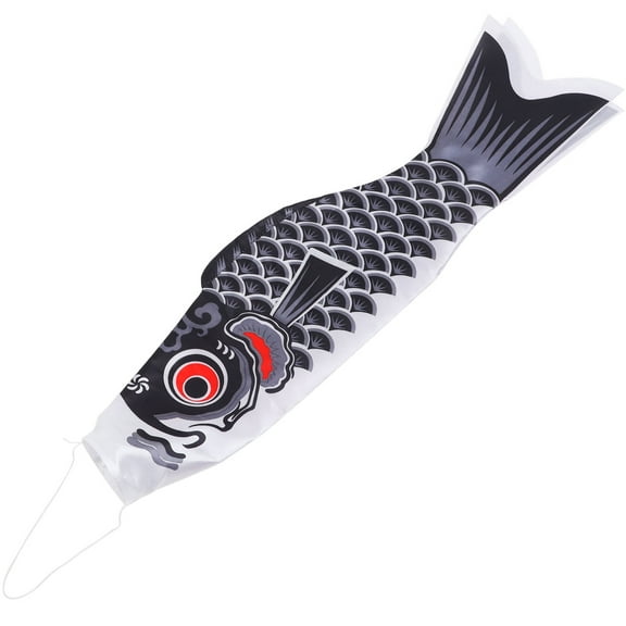 Niceauty Japaneses Carp Shape Flags Plush Hanging Decoration Black 1Set