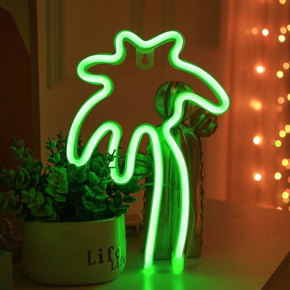 Niceauty Palm Tree Neon Light White USB Battery Operated Decorative Room Lamp