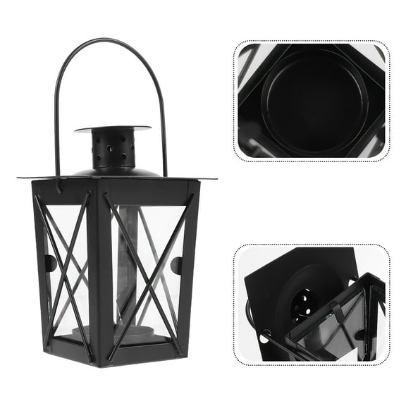 Niceauty Party Candle Lantern Black with Handle for Hanging and Tabletop Display
