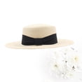 thumbnail image 1 of Niceauty Woman Black Straw Hat with Bow Tie Adjustable Band for Beach and Travel, 1 of 8