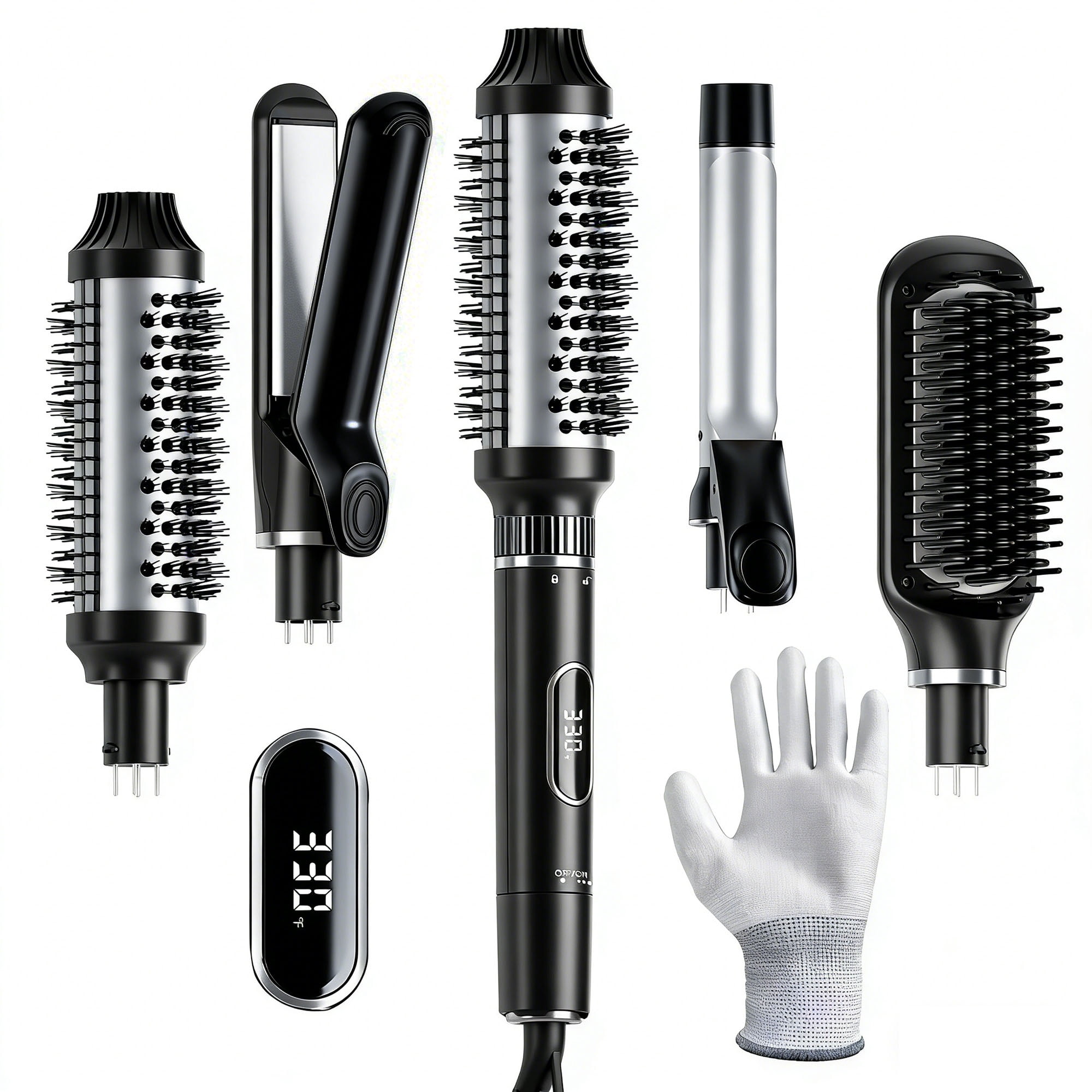 NICEBAY by SKIMI Thermal Brush, Curling Iron, Professional Instant Heat Up Hair Curling Wand Set, Flat Iron, Hair Tools, Hair Straightener
