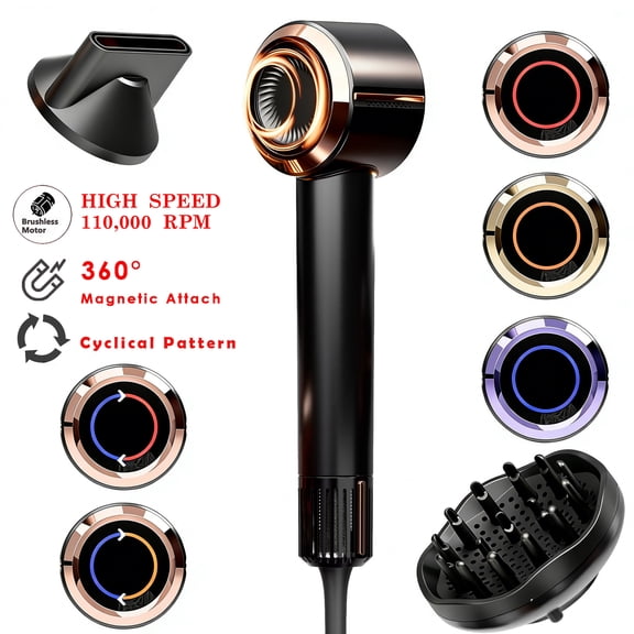 NICEBAY by SKIMI Hair Dryer, Ionic Blow Dryer 110,000 RPM High-Speed Brushless Motor, Travel Mini Hair Dryer For Women, Small Hair Dryer Diffuser