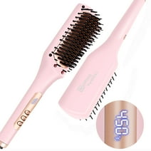 Nicebay® Hair Straightening Brush, Pink Ionic Hair Straightener Comb, 6 Temp Settings, Ceramic Coating