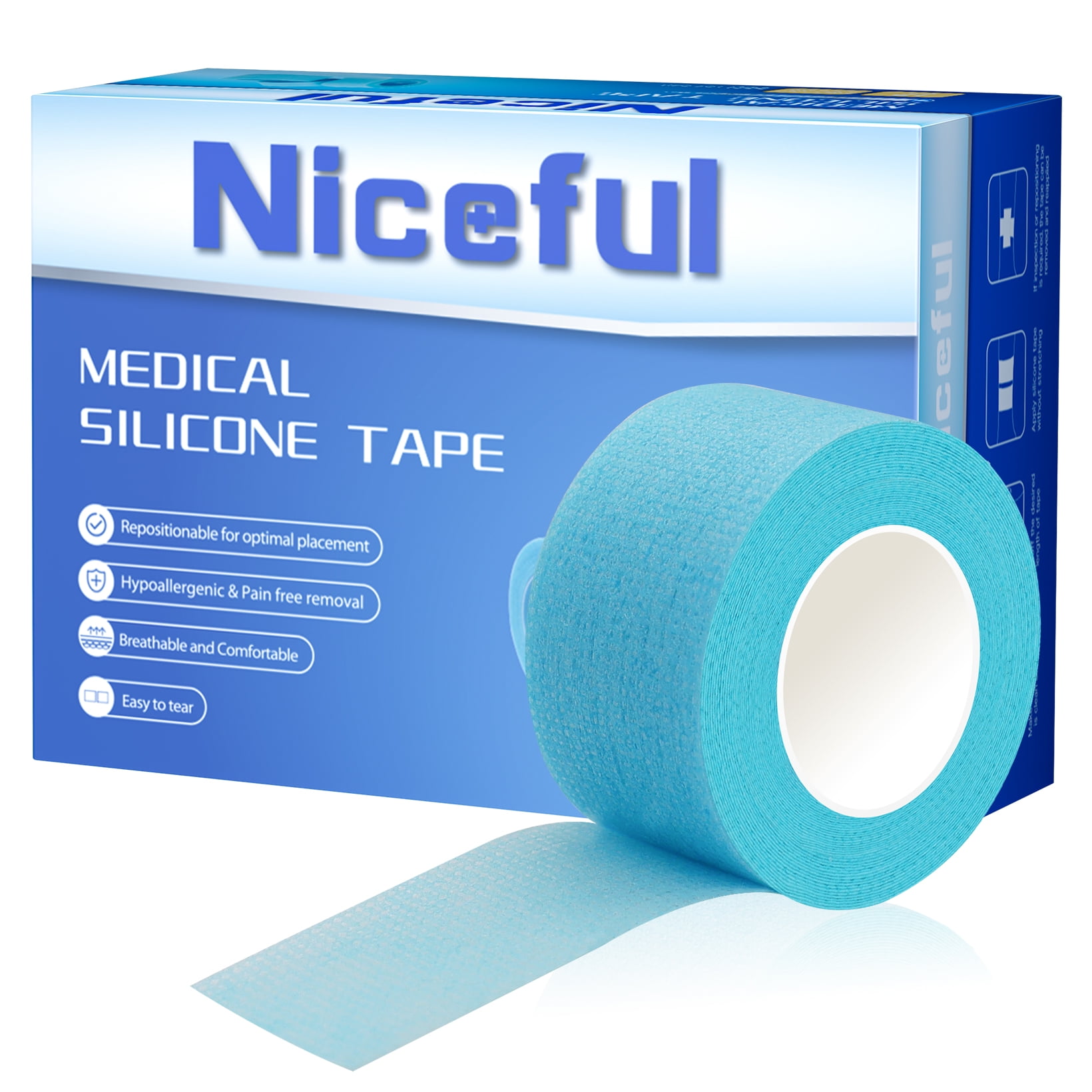 Niceful Sensitive Skin Adhesive Healing Medical Tape, 1 in x 4 Yds
