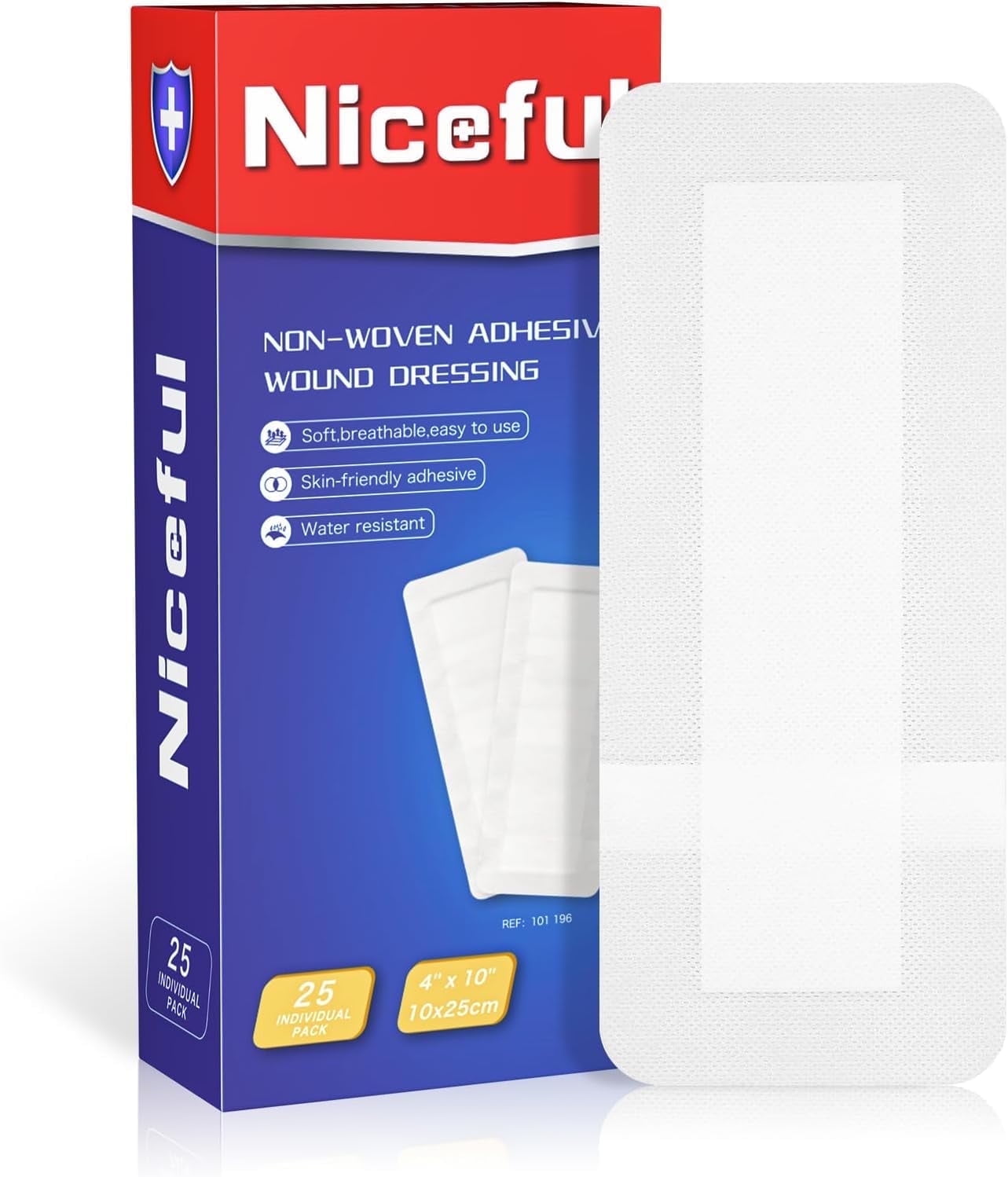 "Niceful 25Pcs Non-Stick Dressings, 4""x10"" Surgical Wound & Burns ...