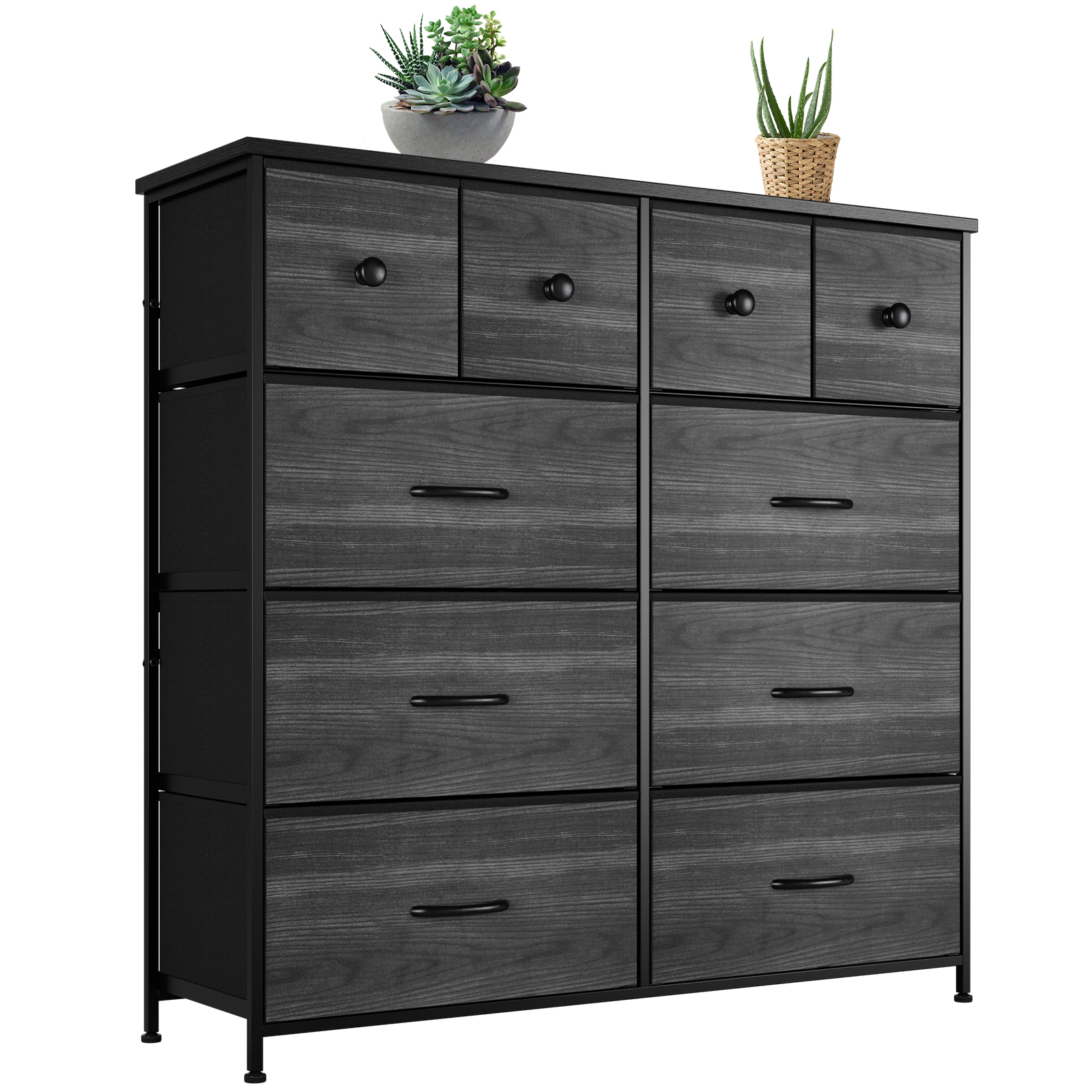 Nicehill 10 Drawer Tall Black Dresser for Bedroom Storage Tower with