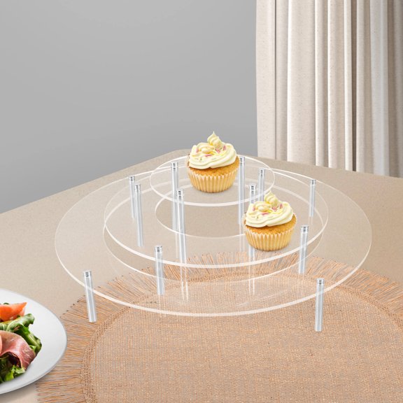 Nicehomfit 1 Set Clear Display Risers Stand Acrylic Metal Decorative Cake Stands for Party at Home Use