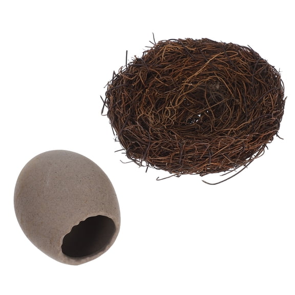 Nicehomfit 1Set Hydroponic Ceramic Eggshell Vase with Bird Nest for Home Decoration