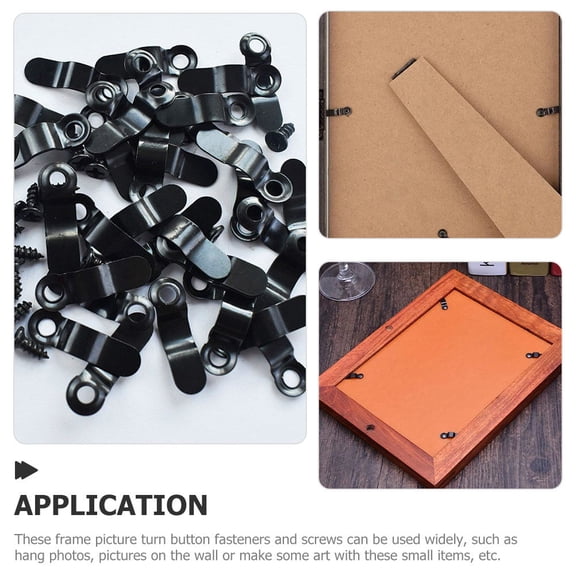Nicehomfit 100Pcs Black Photo Frame Backing Clips Made of Strong Iron for Outdoor Picture Frame Hardware